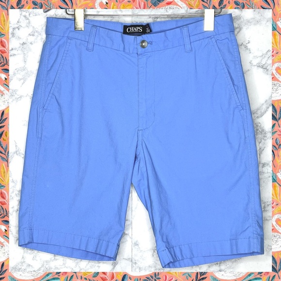 Chaps Other - Chaps Mens Blue Y2K Flat Front Stretch Chino Shorts Size 32
